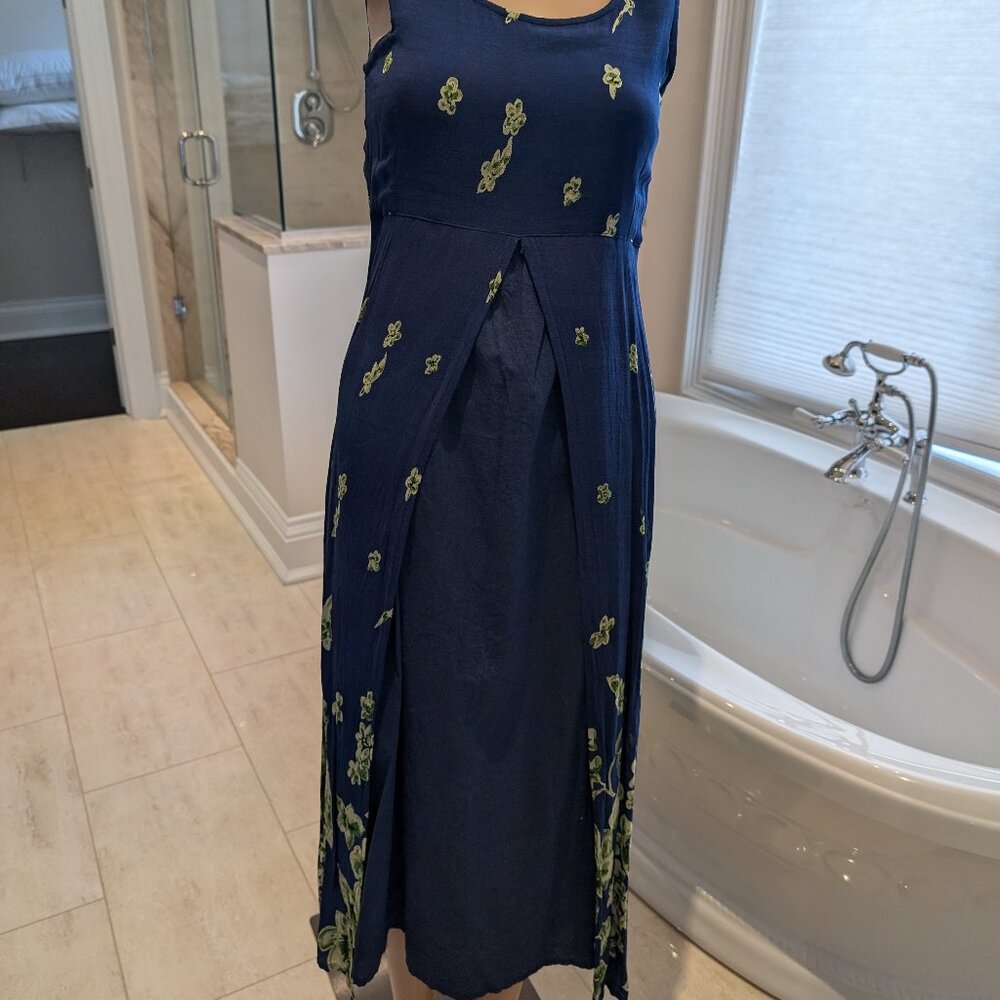 Mariali Blue Flowy Dress w/ Peekaboo feature on Skirt Size S/M